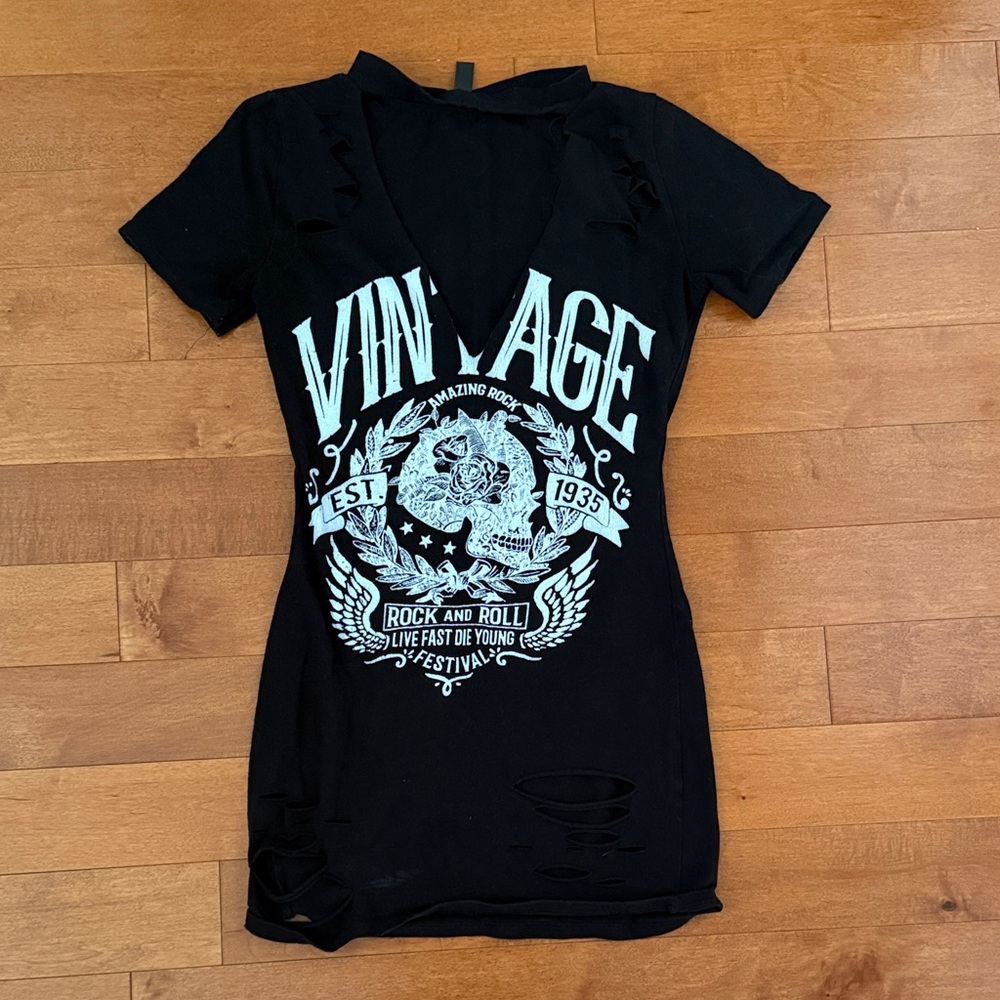 Black Vintage Graphic Dress